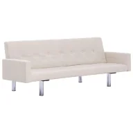 Sofy i kanapy - Rozkładana sofa Enya z podłokietnikami - kremowa - miniaturka - grafika 1