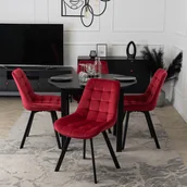 Krzesła - Krzesło Tapicerowane do Salonu RICK Bordowe Welurowe Nowoczesne Loft - miniaturka - grafika 1