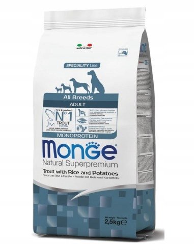 Monge adult monoprotein pstrąg z ryżem 12kg