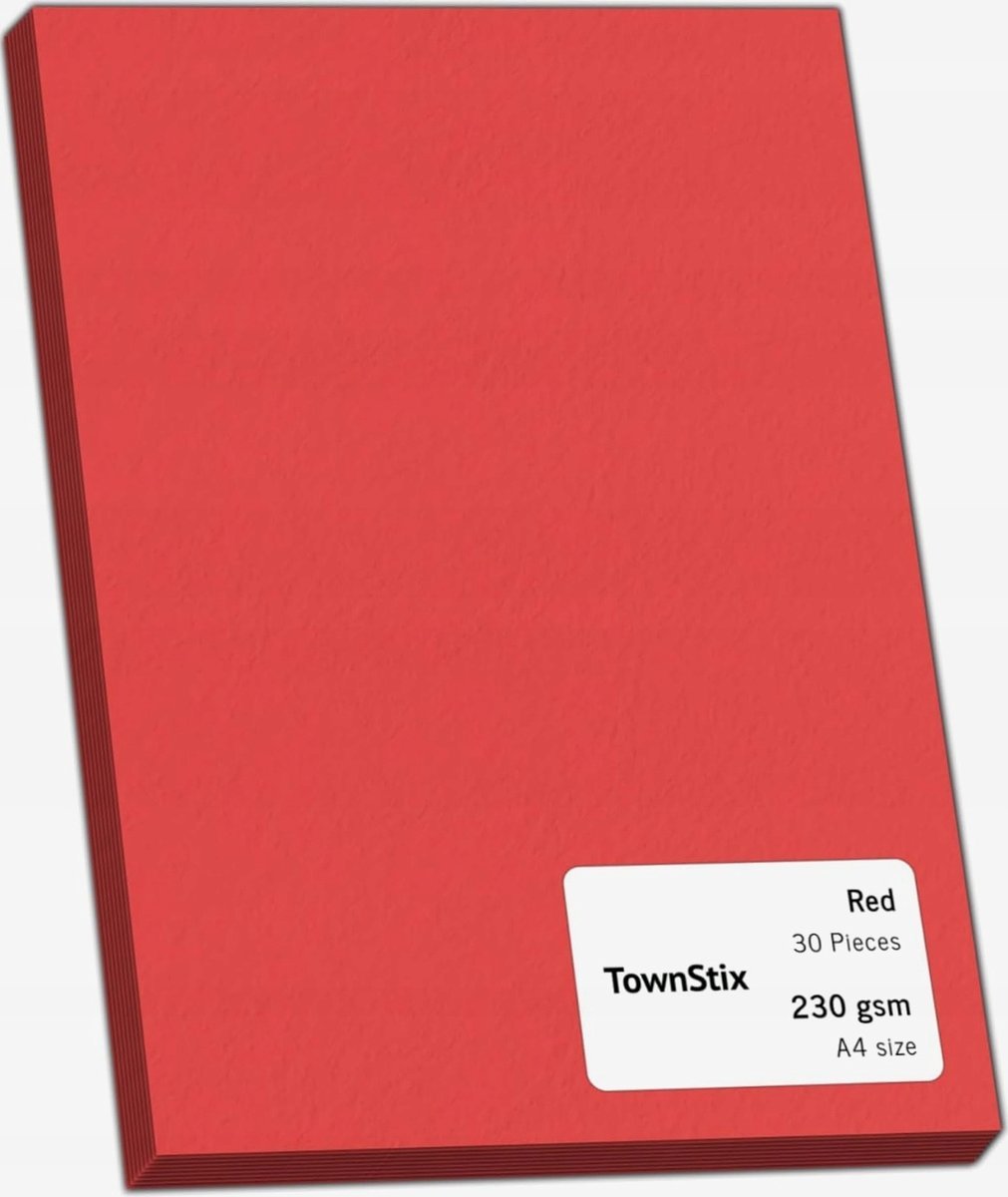 KARTON 30 SZTUK A4 CZERWONY 230G GRUBY PAPIER DO DRUKU RYSOWANIA