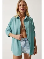 Bluzki damskie - Happiness Istanbul Koszula w kolorze turkusowym - miniaturka - grafika 1
