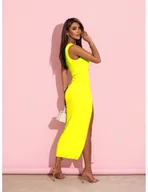 Sukienki - Elegancka midi sukienka na jedno ramię ATHENA - limonka - miniaturka - grafika 1