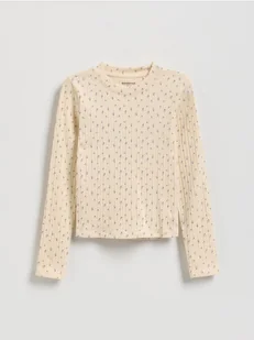 Reserved - Wzorzysta bluzka - kremowy - Bluzki dla dziewczynek - miniaturka - grafika 1