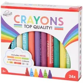 Kredki, ołówki, pastele i pisaki - Kredki świecowe woskowe 24 szt neonowe i metaliczne - miniaturka - grafika 1