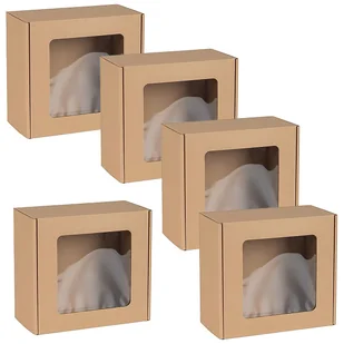 Kwadratowe pudełko fasonowe z okienkiem, pudełko prezentowe 20x20x10 cm x5 - Zestawy upominkowe - miniaturka - grafika 1