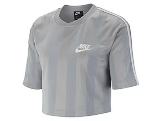 Koszulki i topy damskie - Nike damska odzież sportowa top z krótkim rękawem Shdw Strp Top Wolf Grey/White XL - grafika 1