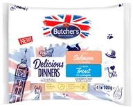 Mokra karma dla kotów - Butcher's Delicious Dinners, karma dla kota, kawałki z łososiem/z pstrągiem w galaretce, 4x100g - miniaturka - grafika 1