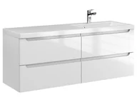 Szafki łazienkowe - Szafka Wisząca Z Umywalką ETH 120 cm S Prawa - Biały Wysoki Połysk - miniaturka - grafika 1