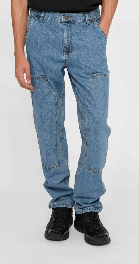 URBAN CLASSICS SPODNIE JEANSOWE NIEBIESKIE PROSTE NA ZAMEK MĘSKIE 34 JGT