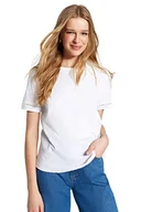 Koszulki i topy damskie - Trendyol Damska koszulka z dzianiny o regularnym kroju z okrągłym dekoltem, biała, L, biały, L - miniaturka - grafika 1