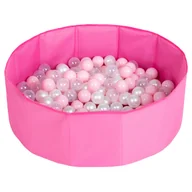 Suche baseny - Selonis, suchy basen składany z piłeczkami 6cm różowy: pudrowy róż-perła-transparent 80x23/100piłek - miniaturka - grafika 1