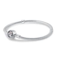 Bransoletki - Bransoletka modułowa posrebrzana Charms typu PANDORA SREBRO 925 Kwiaty 21 cm - miniaturka - grafika 1