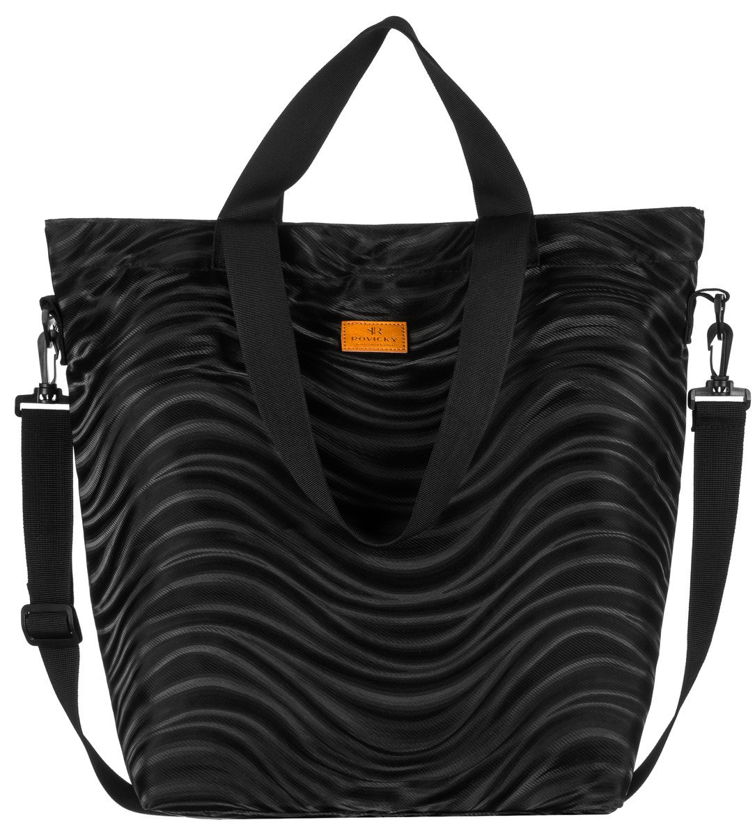 Torba Torebka Shopper Rovicky Na Ramię Damska Zakupowa Na Zakupy Z Paskiem Czarna