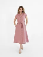 Sukienki - Lniana Sukienka MARIGOLD dusty pink - miniaturka - grafika 1