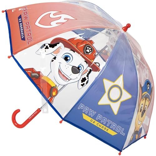 CERDÁ LIFE'S LITTLE MOMENTS Parasol dla dzieci z motywem Psiego Patrolu, kolorowego wzornictwa firmy Chase, Marshall i Skye – odporny na wiatr parasol dziecięcy z bezpiecznym otworem na rękę i