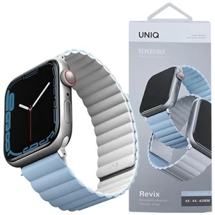 UNIQ pasek Revix do Apple Watch Series 4/5/6/7/SE 42/44/45mm. Reversible Magnetic biały-niebieski - Akcesoria do smartwatchy - miniaturka - grafika 5
