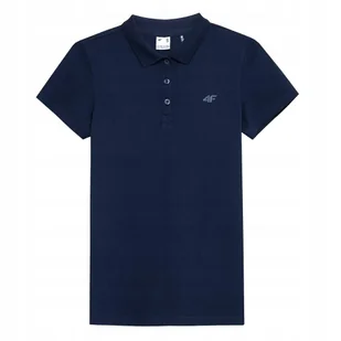 4F T-Shirt Koszulka Polo Damska Tsd355 Granat S - Koszulki i topy damskie - miniaturka - grafika 1