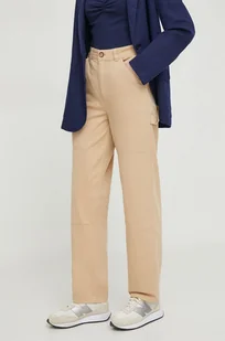Pepe Jeans spodnie Betsy damskie kolor beżowy proste medium waist - Spodnie damskie - miniaturka - grafika 1