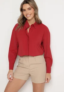 Bordowa Klasyczna Koszula z Wiskozą Napvia - Koszule damskie - miniaturka - grafika 1