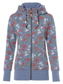 Kurtki damskie - Ragwear - Damska kurtka z kapturem Neska Flowers, niebieski|wielokolorowy - miniaturka - grafika 1