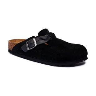 Birkenstock Skórzane mule Boston Braided narrow fit - Klapki i japonki damskie - miniaturka - grafika 1