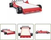 Łóżka dla dzieci i młodzieży - Łóżko dziecięce Living Store w kształcie samochodu wyścigowego 90 x 200 cm czerwone - miniaturka - grafika 1