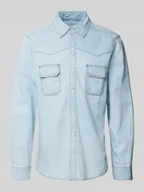 Koszule męskie - Koszula jeansowa o kroju regular fit z mieszanki bawełny w stylu western - miniaturka - grafika 1