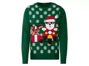 LIVERGY Sweter świąteczny męski (S (44/46), Zielony) - Swetry męskie - miniaturka - grafika 1