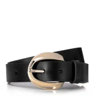 Paski - Damski pasek skórzany z owalną klamrą czarny - miniaturka - grafika 1