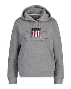 GANT Damska bluza z kapturem REL Archive Shield, szary melanż, standardowa, szary melanż - Bluzy damskie - miniaturka - grafika 1