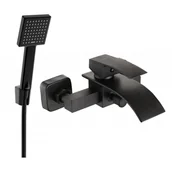 Baterie umywalkowe - Mexen Aries R45 bateria wannowa z zestawem prysznicowym, czarna - miniaturka - grafika 1