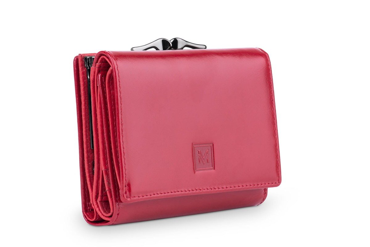 Portfel damski Skórzany VerMari RFID Ochrona kart Czerwony