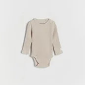 Body dla niemowląt - Reserved - Bawełniane body w prążek - Beżowy - miniaturka - grafika 1