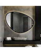 Lustra - Lustro o nieregularnym kształcie w ramie z podświetleniem- OBSYDIAN W RAMIE LED, Organiczne MODEL 2: 70x92 - miniaturka - grafika 1