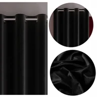 Zasłony - Zasłona Welurowa 140x260 czarna przelotki gładka - miniaturka - grafika 1