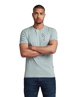 Koszulki męskie - G-STAR RAW T-shirt męski Back Graphic 89 Slim, Niebieski (Synthetic Blue D20381-336-c619), XS - grafika 1