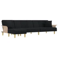 Narożniki - Sofa rozkładana L, czarna, 279x140x70 cm, tkanina - miniaturka - grafika 1
