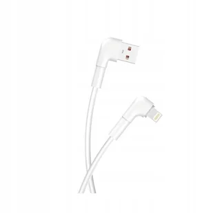 Kabel PC Lightning kątowy 90 stopni do Apple iPhone iPad 8PIN 1m biały boczny Przewód do ładowania Telefonu USB A - Kable USB - miniaturka - grafika 1