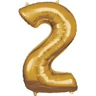 Balony i akcesoria - Balon foliowy cyfra 2 złoty 88 cm - miniaturka - grafika 1