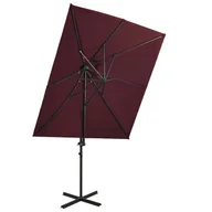 Parasole ogrodowe - vidaXL Parasol wiszący z podwójną czaszą, bordowy, 250x250 cm 312366 - miniaturka - grafika 1