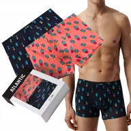 Majtki męskie - BOKSERKI MĘSKIE klasyczny krój dopasowane w kaktusy bawełna Atlantic *XL - miniaturka - grafika 1