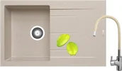 Zlewozmywaki z baterią - ZESTAW PYRAMIS ALAZIA (79x50) 1B 1D beż piaskowy + FLESSI beż (070186712F) - miniaturka - grafika 1