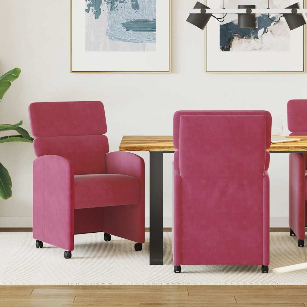 vidaXL Krzesła jadalne 2 pcs czerwone wino 58 x 65 x 98 cm Aksamit