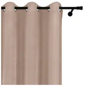 Zasłony - Voppi Zasłona gotowa na przelotkach 140 x 250 cm gruba beżowa zasłona welurowa - miniaturka - grafika 1