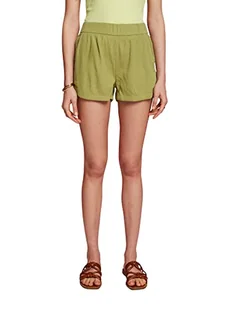 edc by Esprit Szorty pull-on z bawełny marszczonej, Pistachio Green, 36 - Spodenki damskie - miniaturka - grafika 1