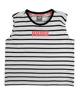 Koszulki i topy damskie - PUMA Dziewczęcy Alpha Tank G Tanktop w paski Puma White 116 - miniaturka - grafika 1