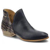 Botki damskie - Granatowe Botki Maciejka Damskie Skórzane Obuwie - miniaturka - grafika 1