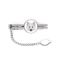Spinki do mankietów i krawatów - Fiński lapphund, Finnish Lapphund -geometryczna spinka ze zdjęciem i napisem do krawata Art-Dog - miniaturka - grafika 1