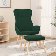 Fotele - Lumarko Fotel z podnóżkiem, ciemnozielona, obity tkaniną - miniaturka - grafika 1
