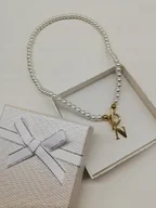 Bransoletki - naszyjnik perły literka + bransoletka + pudełko STAL - miniaturka - grafika 1